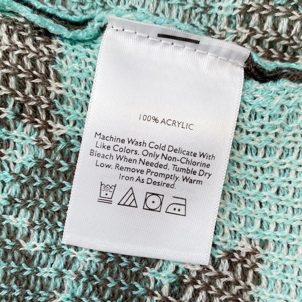 Eddie Bauer, NWOT, Women's Aztec Lightweight Open Cardigan, Teal/Brown, Large - Picture 8 of 9